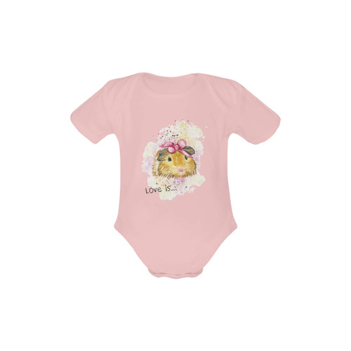 Love is... a Guinea Pig Pale Pink Baby Powder Organic Short Sleeve One Piece (Model T28)