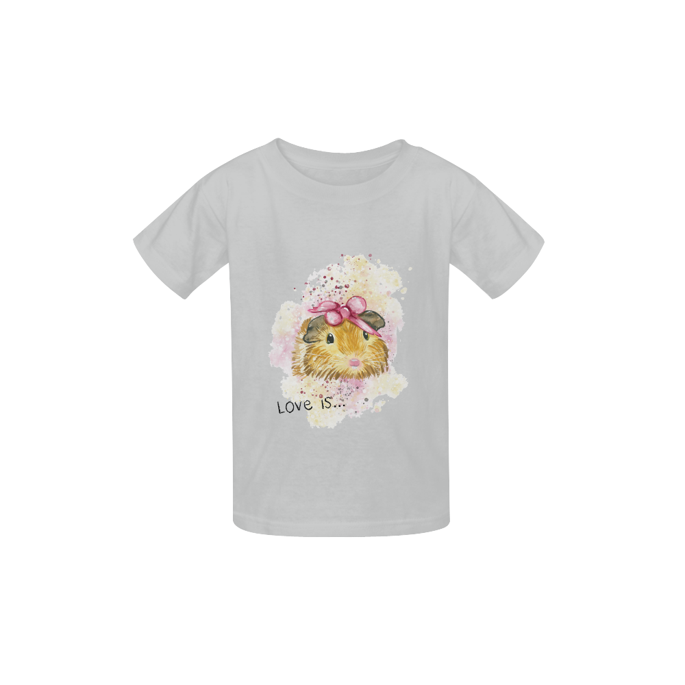Love is... a Guinea Pig Grey Kid's  Classic T-shirt (Model T22)