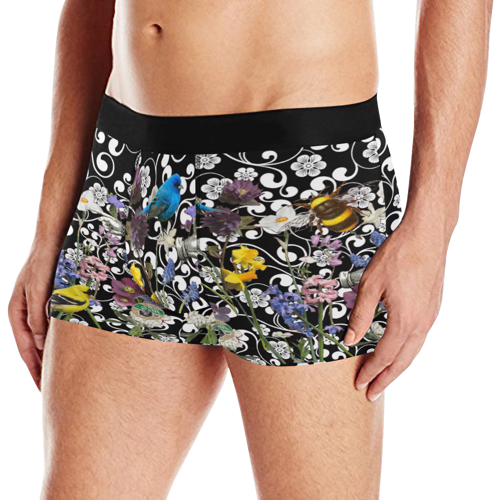 Birds and Bees in the Spring Garden Men's All Over Print Boxer Briefs (Model L10)