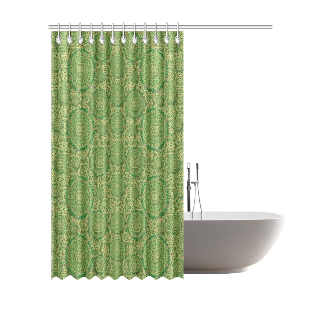 Stars in the wooden forest night in green Shower Curtain 69"x84"