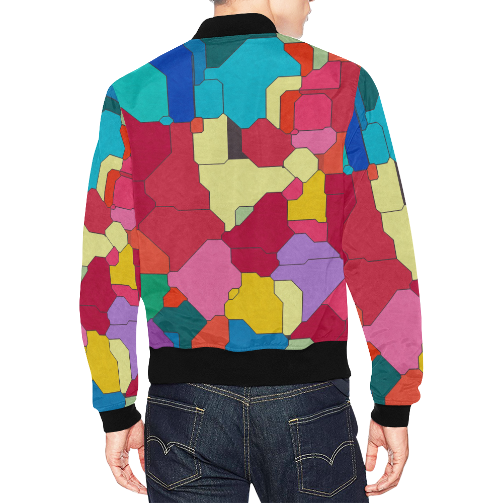 Colorful leather pieces All Over Print Bomber Jacket for Men (Model H19)