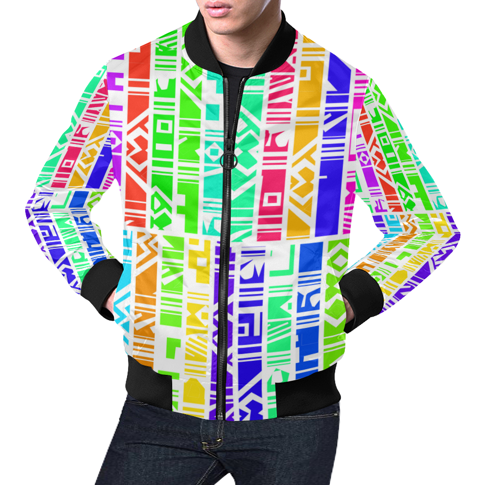 Colorful stripes All Over Print Bomber Jacket for Men (Model H19)