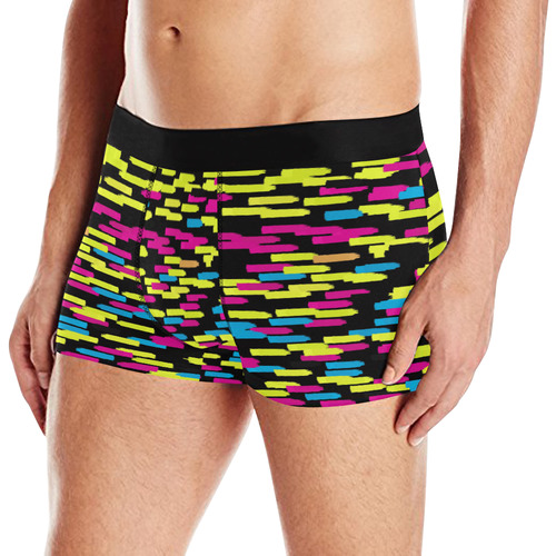 Colorful strokes on a black background Men's All Over Print Boxer Briefs (Model L10)