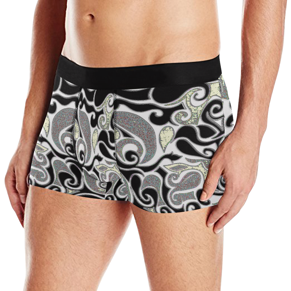 wacky retro abstract doodle in black and white Men's All Over Print Boxer Briefs (Model L10)