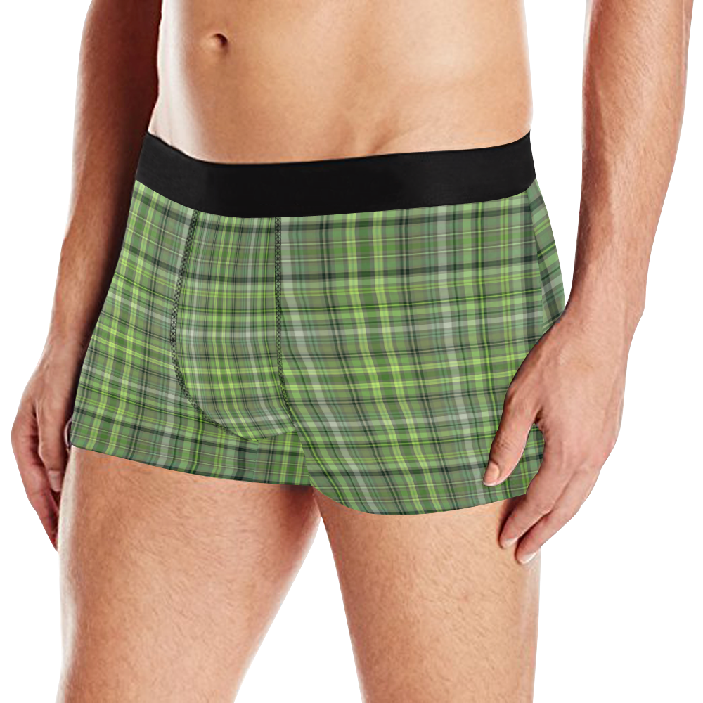 Shades of Green Plaid Men's All Over Print Boxer Briefs (Model L10)