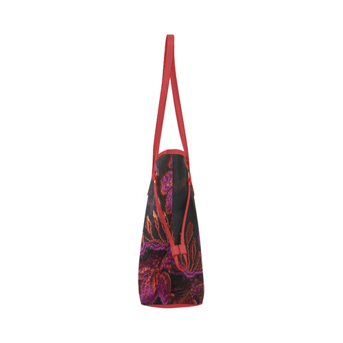 Tote Travel Bag Handbag Lace Red Purple Flowers by Tell3People Clover Canvas Tote Bag (Model 1661)