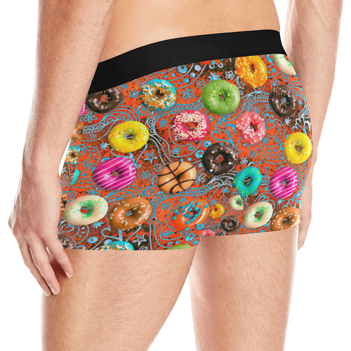Colorful Yummy Donuts Hearts Ornaments Pattern Men's All Over Print Boxer Briefs (Model L10)