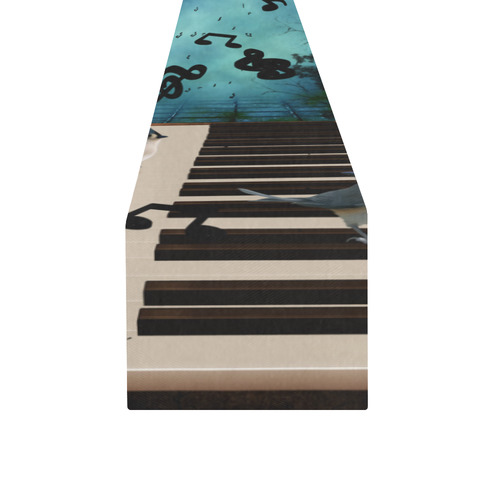 Music, birds on a piano Table Runner 14x72 inch