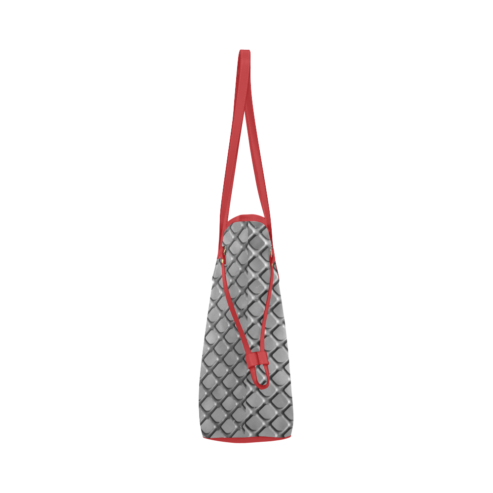 Tote Travel Bag Handbag Shoulder Bag Gray Diamond Grid Pattern by Tell3People Clover Canvas Tote Bag (Model 1661)