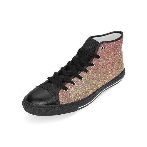 Hi Tops High Top Shoes Black Pink Gold Faux Glitter by Tell3People Men’s Classic High Top Canvas Shoes (Model 017)