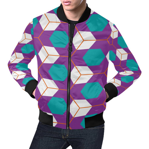 Cubes in honeycomb pattern All Over Print Bomber Jacket for Men (Model H19)