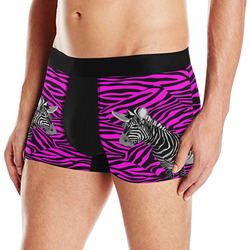 Skeptically looking ZEBRA on Pink Zebra Stripes Men's All Over Print Boxer Briefs (Model L10)