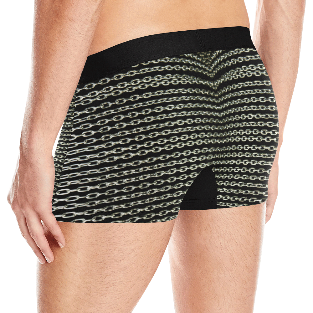 SILVER METAL CHAINS mirrored - Black Background Men's All Over Print Boxer Briefs (Model L10)