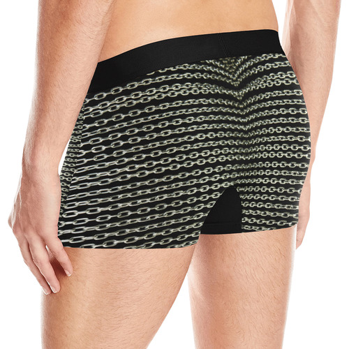 SILVER METAL CHAINS mirrored - Black Background Men's All Over Print Boxer Briefs (Model L10)