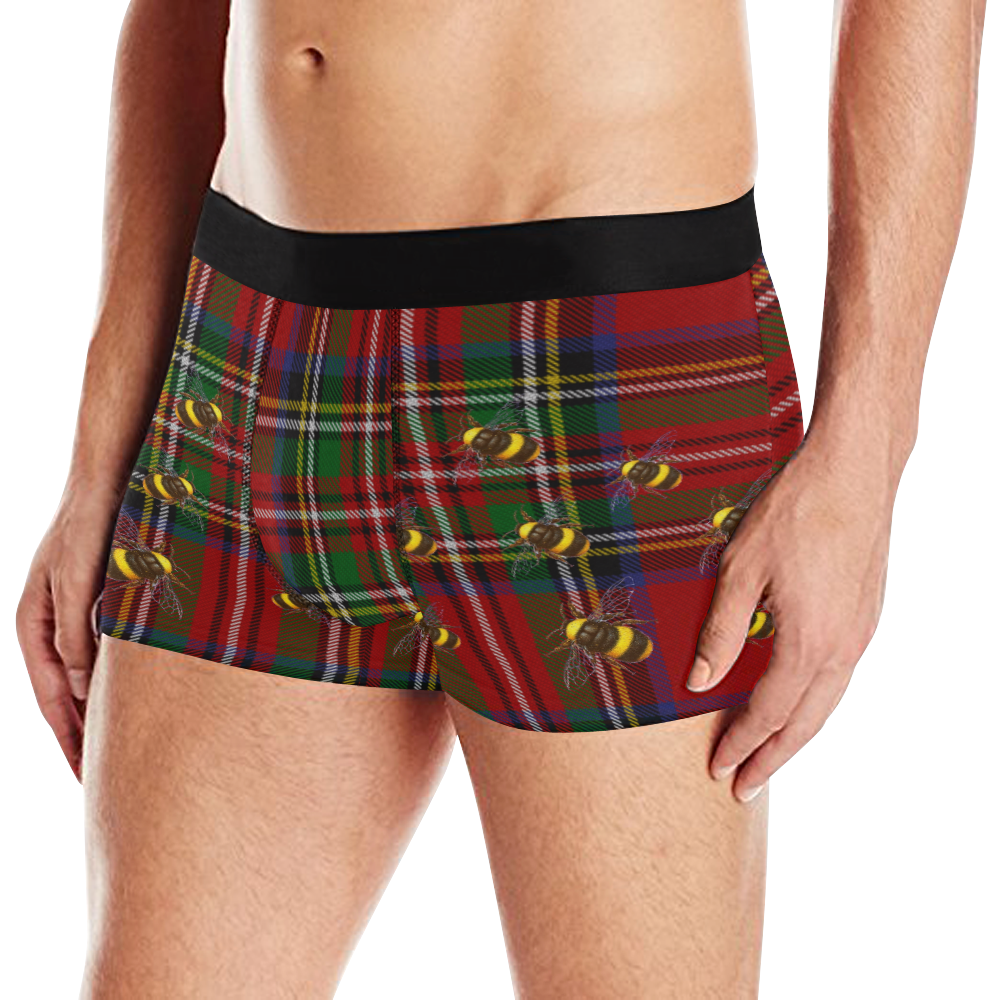 Tartan and Bees Men's All Over Print Boxer Briefs (Model L10)