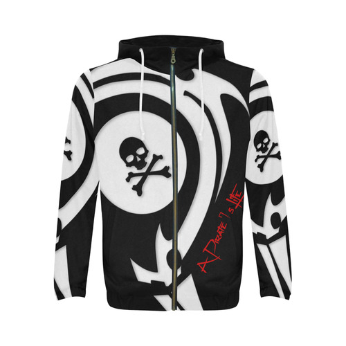 A Pirate's Life -Black All Over Print Full Zip Hoodie for Men (Model H14)