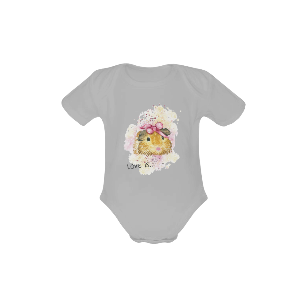 Love is... a Guinea Pig Grey Baby Powder Organic Short Sleeve One Piece (Model T28)