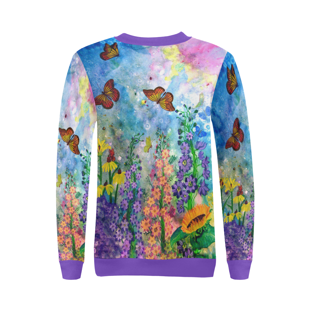 Mint Green Butterfly Print Women's Sweatshirt