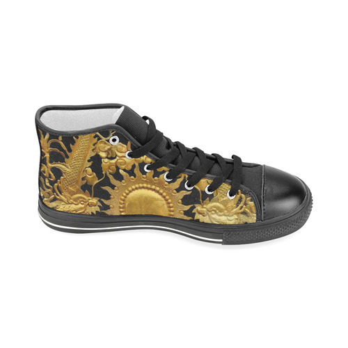 Hi Tops High Top Shoes Black Gold by Tell3People Men’s Classic High Top Canvas Shoes (Model 017)