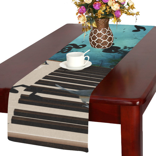 Music, birds on a piano Table Runner 14x72 inch