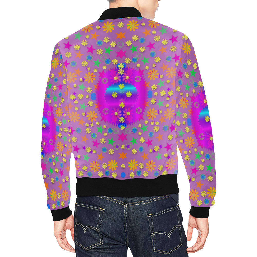Sparkling colors and flowers All Over Print Bomber Jacket for Men (Model H19)