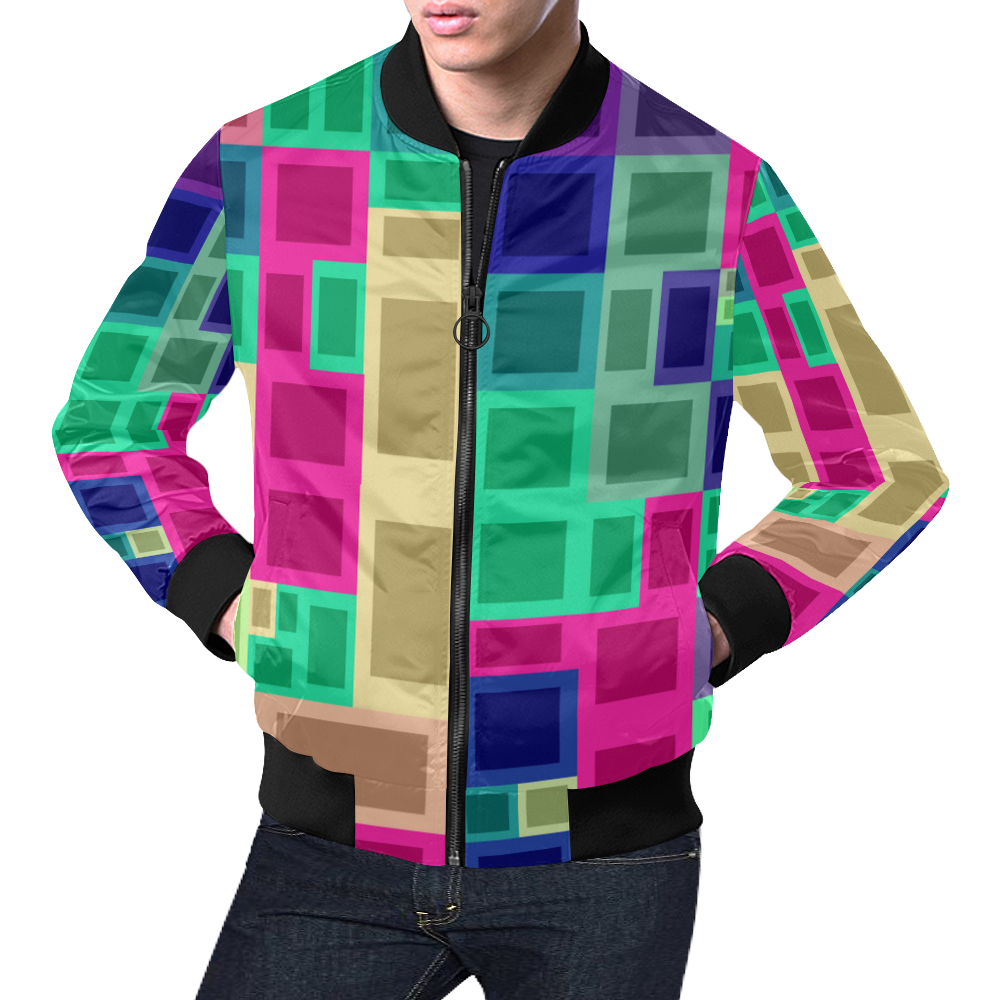 Rectangles and squares All Over Print Bomber Jacket for Men (Model H19)