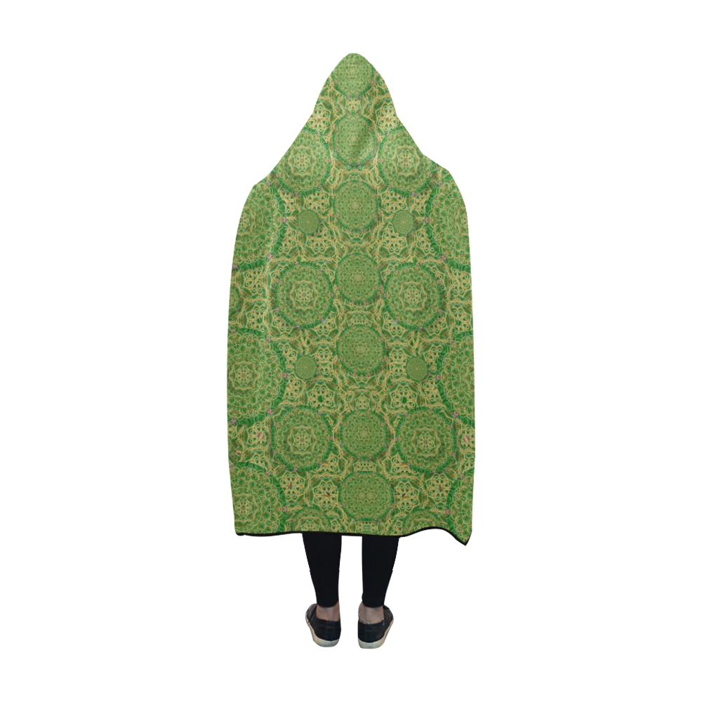 Stars in the wooden forest night in green Hooded Blanket 60''x50''