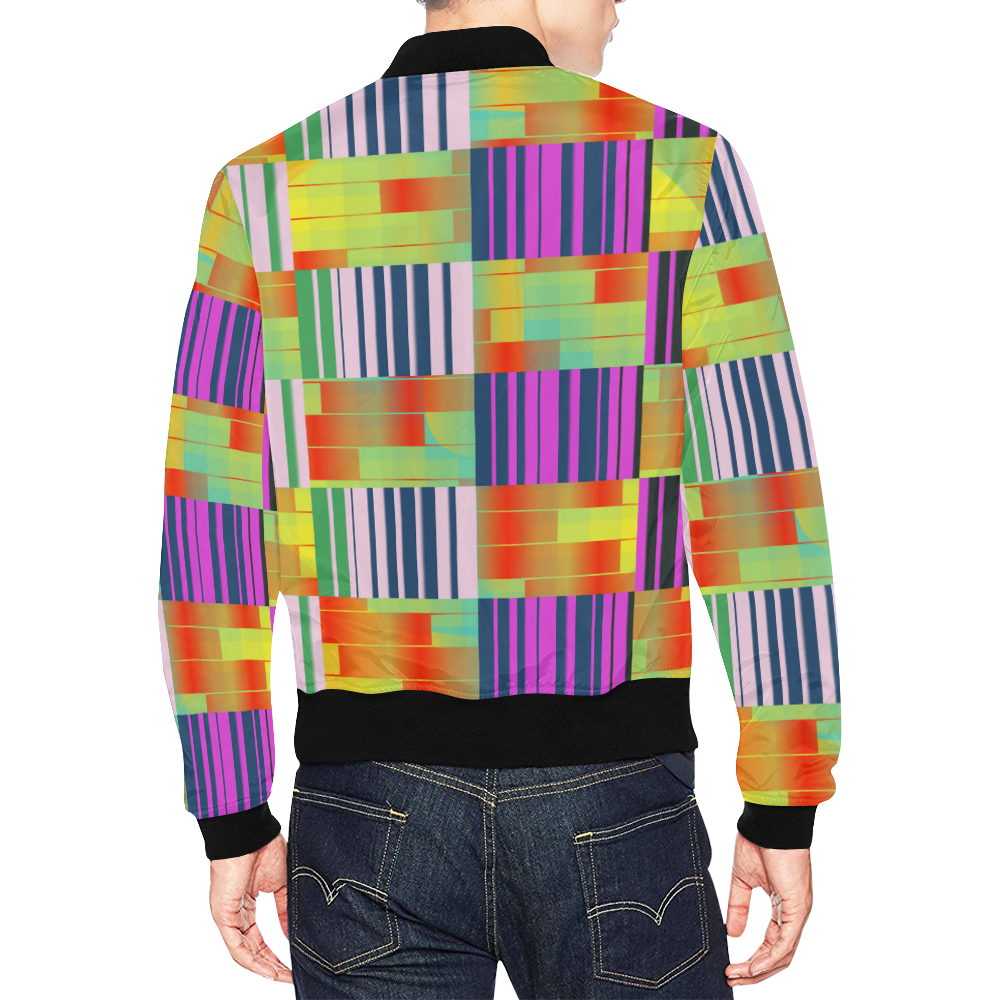 Vertical and horizontal stripes All Over Print Bomber Jacket for Men (Model H19)