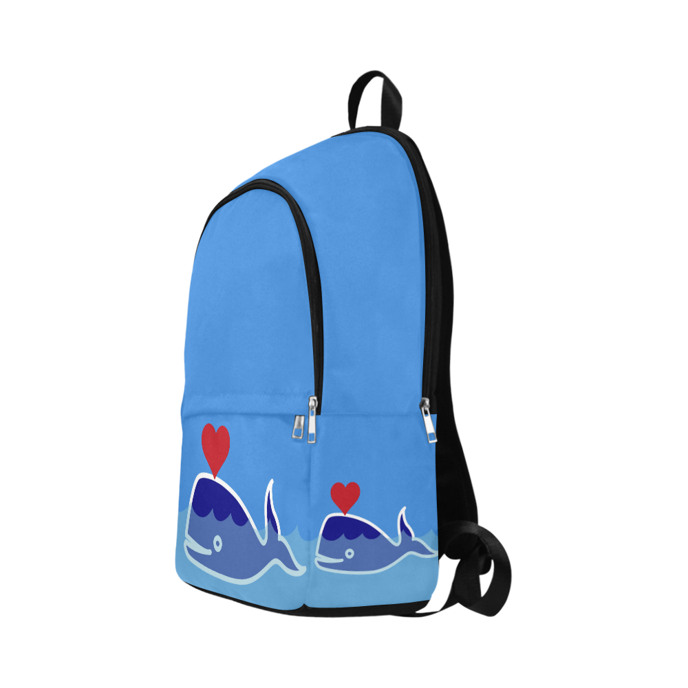 Backpack Laptop School Book Bag Blue Whale Red Heart Fabric Backpack for Adult (Model 1659)