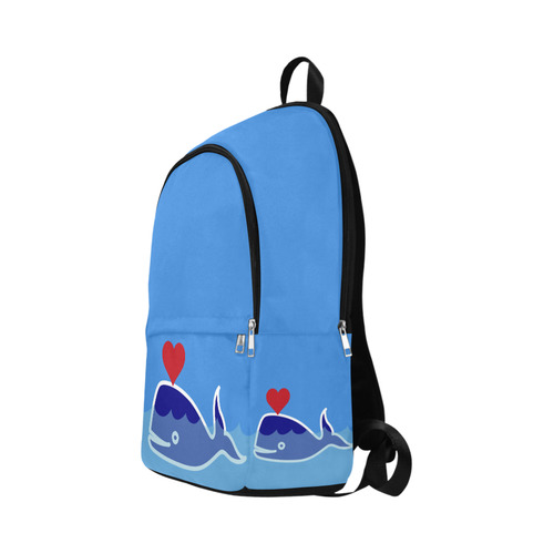 Backpack Laptop School Book Bag Blue Whale Red Heart Fabric Backpack for Adult (Model 1659)