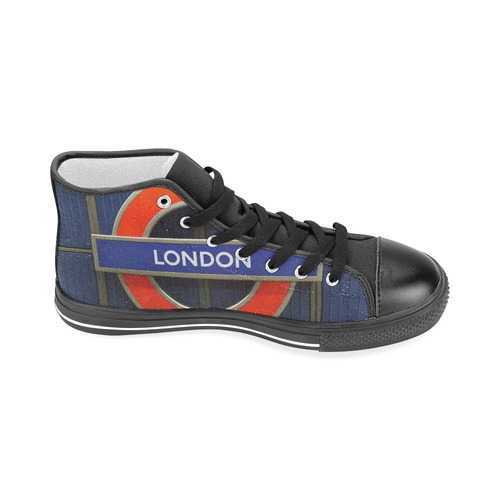Hi Tops High Top Shoes Black London Travel by Tell3People Men’s Classic High Top Canvas Shoes (Model 017)
