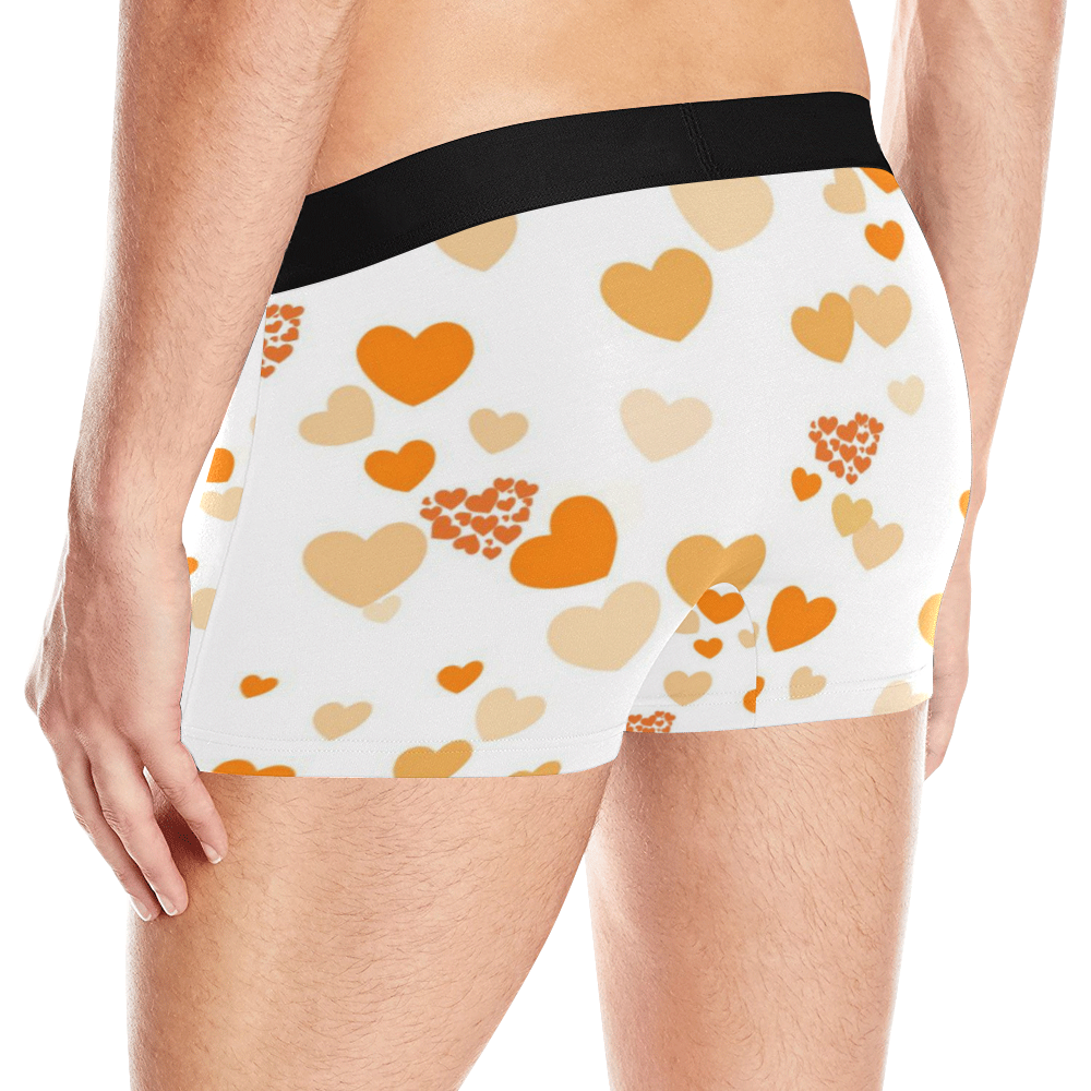 lovely Valentine-Hearts orange Men's All Over Print Boxer Briefs (Model L10)