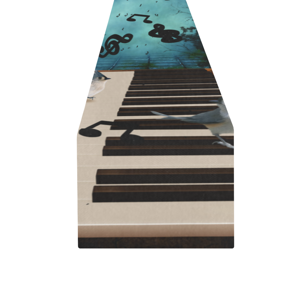 Music, birds on a piano Table Runner 16x72 inch