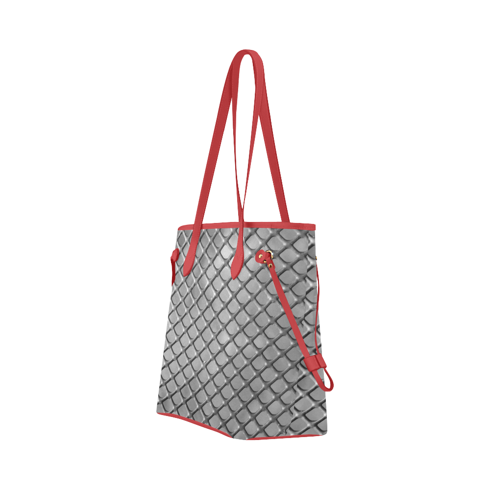 Tote Travel Bag Handbag Shoulder Bag Gray Diamond Grid Pattern by Tell3People Clover Canvas Tote Bag (Model 1661)