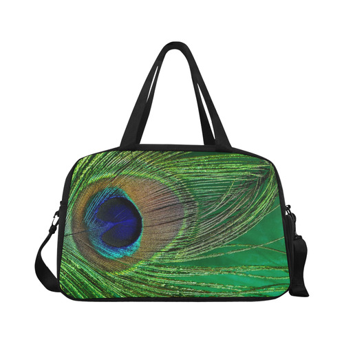 Overnight Bag Peacock Feather Blue Green by Tell3People Fitness Handbag (Model 1671)