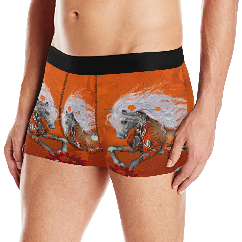 Wonderful steampunk horse, red white Men's All Over Print Boxer Briefs (Model L10)