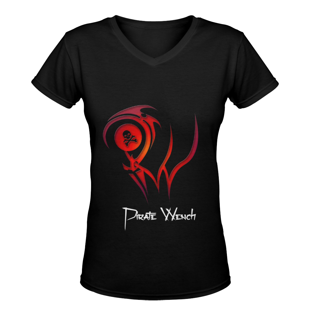Pirate Wench Red-2 Women's Deep V-neck T-shirt (Model T19)