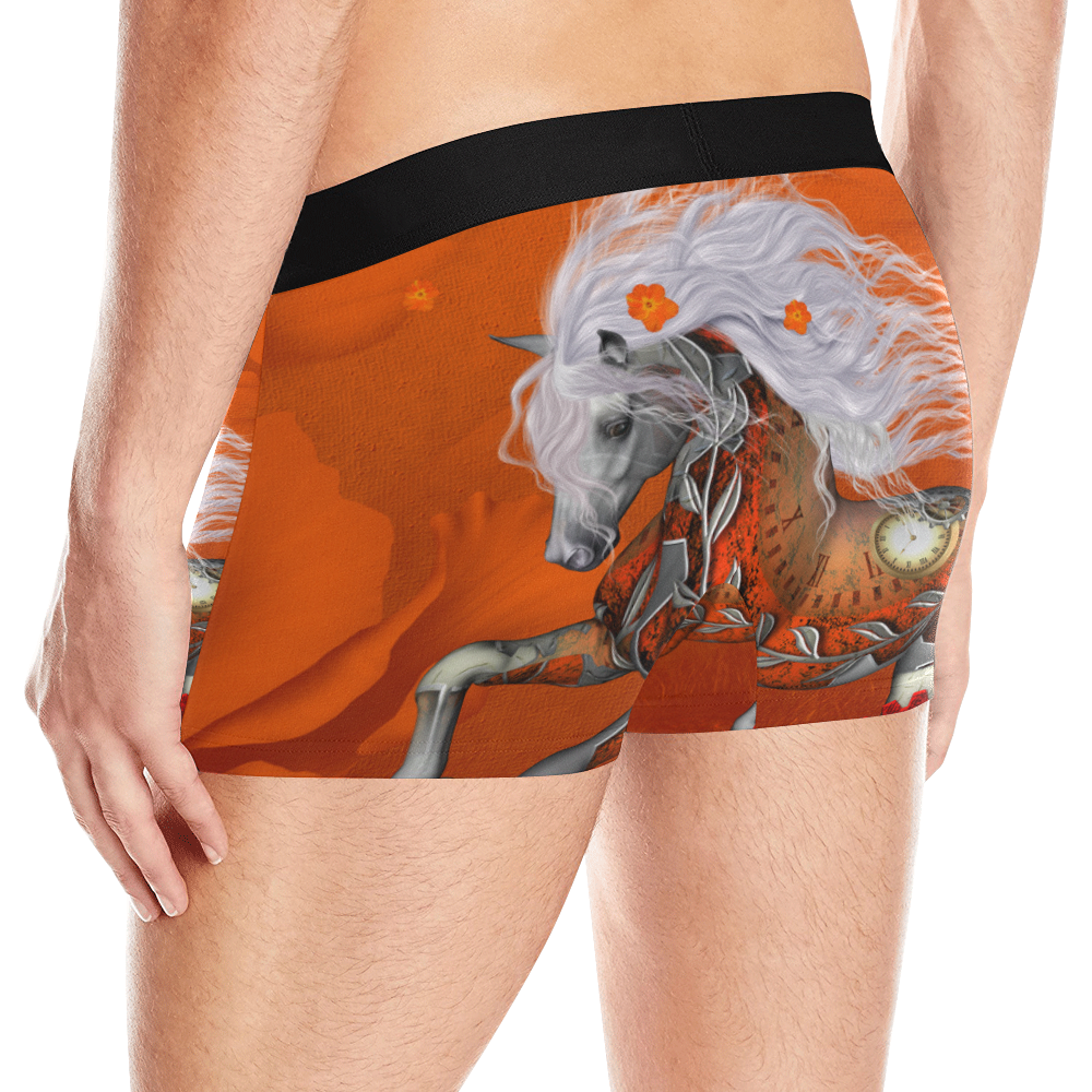 Wonderful steampunk horse, red white Men's All Over Print Boxer Briefs (Model L10)