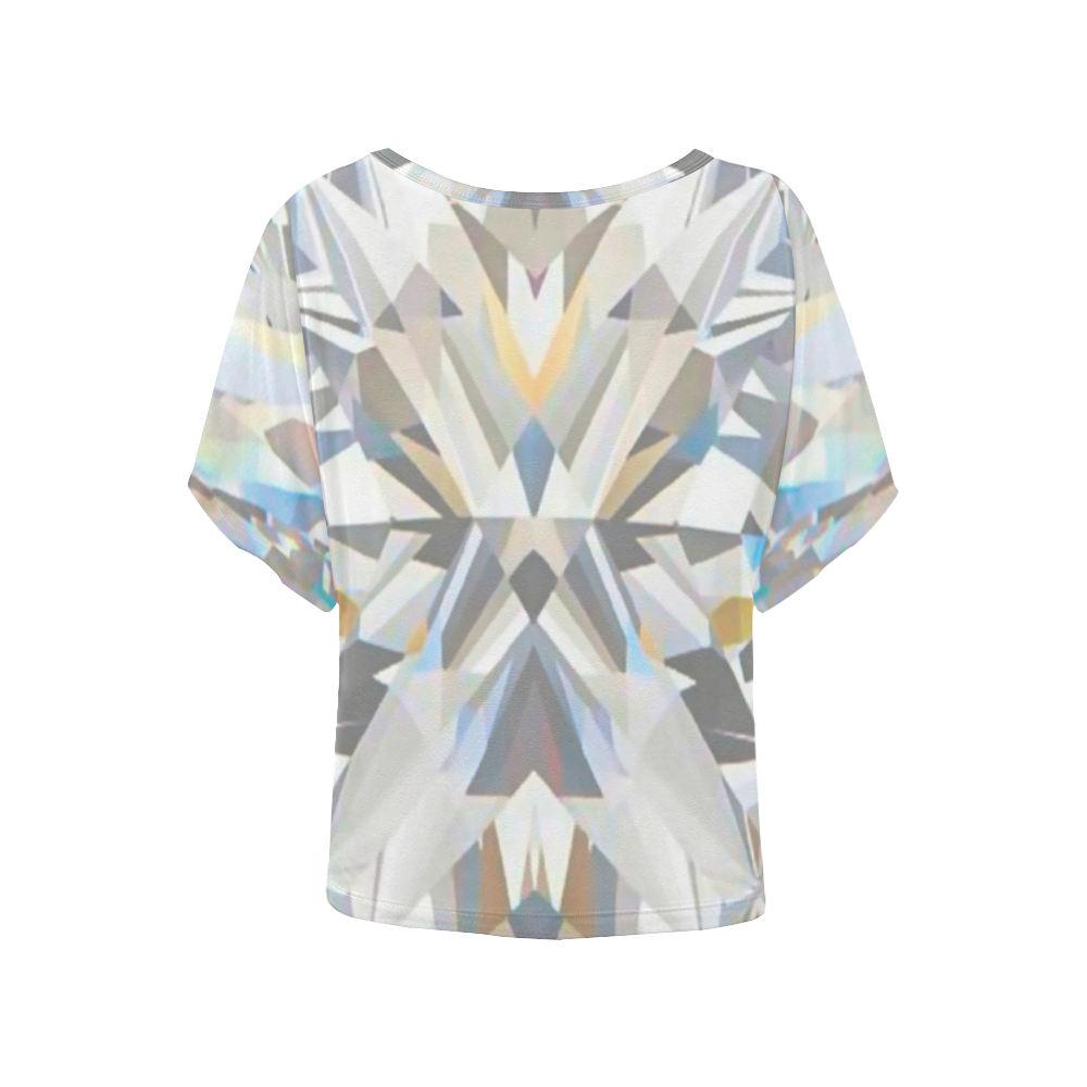 Diamond Faceted low poly Crystal Gem Women's Batwing-Sleeved Blouse T shirt (Model T44)
