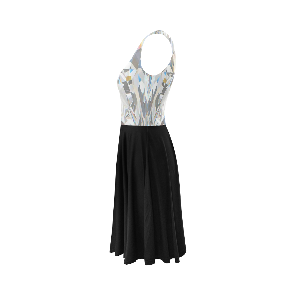Diamond Faceted crystal abstract low poly Gem Sleeveless Ice Skater Dress (D19)