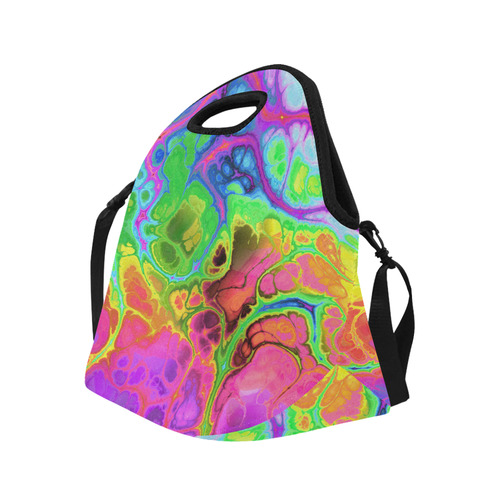 Rainbow Marble Fractal Neoprene Lunch Bag/Large (Model 1669)