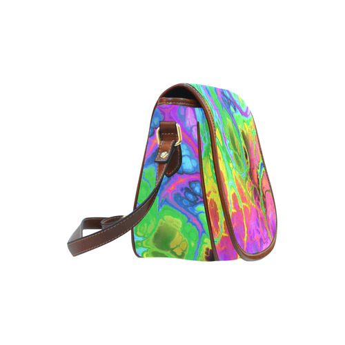 Rainbow Marble Fractal Saddle Bag/Small (Model 1649) Full Customization