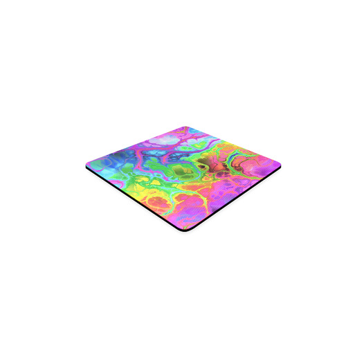 Rainbow Marble Fractal Square Coaster