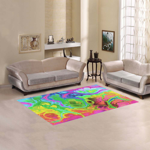 Rainbow Marble Fractal Area Rug 5'x3'3''