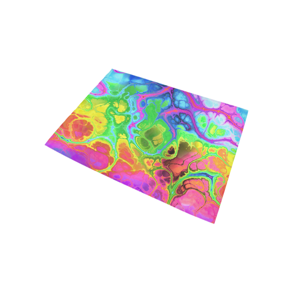Rainbow Marble Fractal Area Rug 5'3''x4'