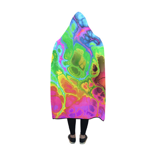 Rainbow Marble Fractal Hooded Blanket 60''x50''