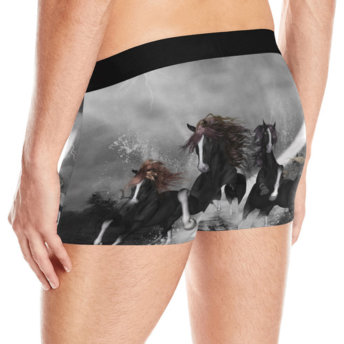 Awesome running black horses Men's All Over Print Boxer Briefs (Model L10)