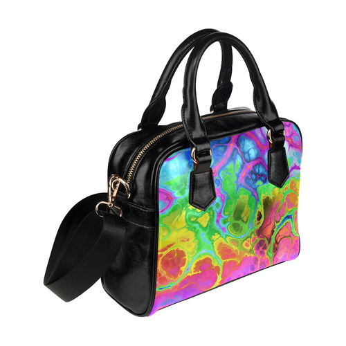 Rainbow Marble Fractal Shoulder Handbag (Model 1634)