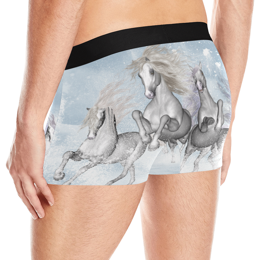 Awesome white wild horses Men's All Over Print Boxer Briefs (Model L10)