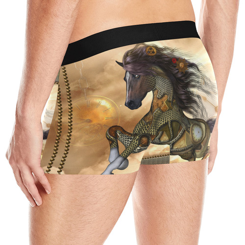 Aweseome steampunk horse, golden Men's All Over Print Boxer Briefs (Model L10)